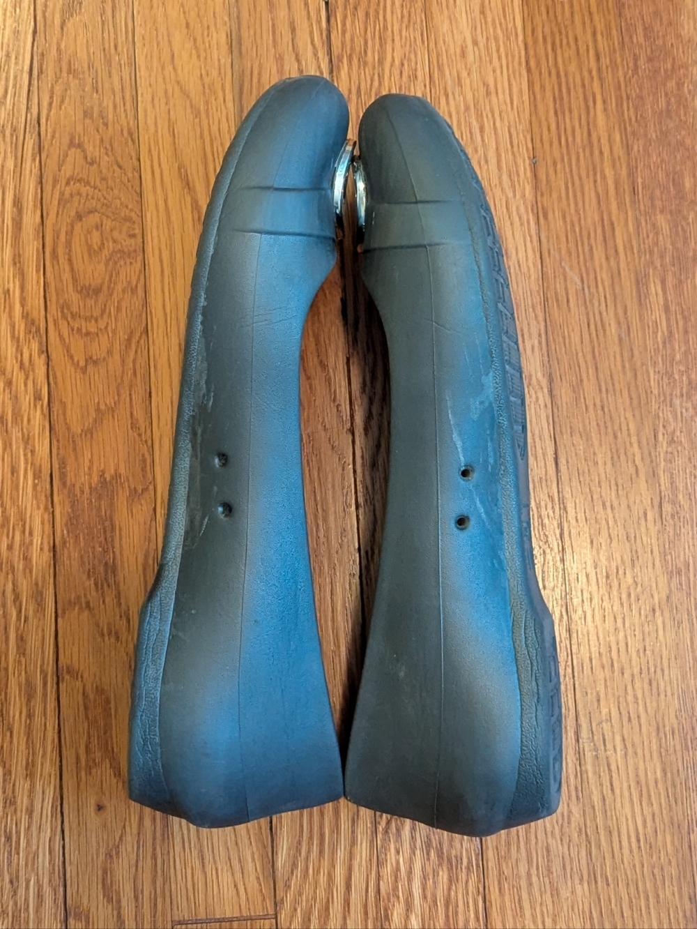 CROCS Dark Grey Slip-On Ballet Flats with Silver Logo Accent - Picture 7 of 8